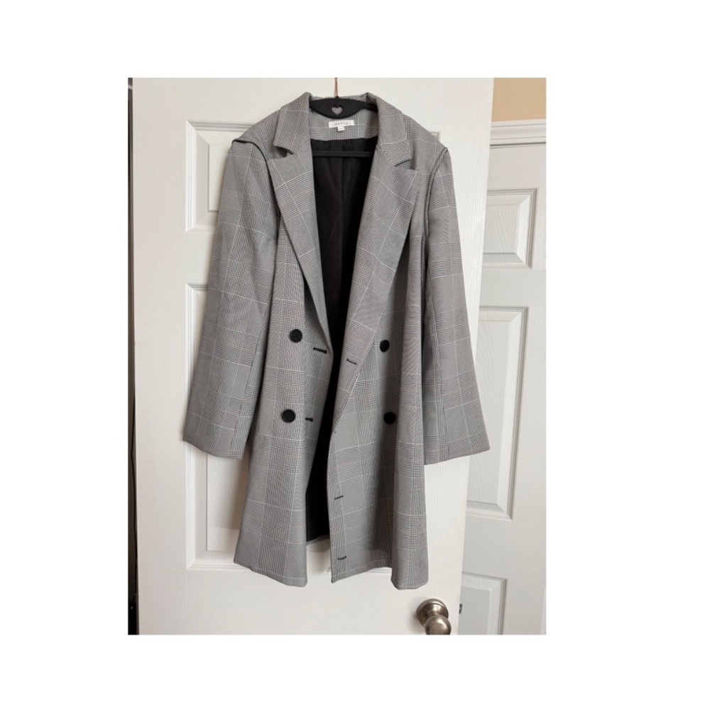 Vetta The Blazer Dress Vest Convertible Versatile Jacket In Plaid Gray Size S